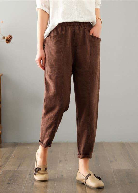 Damen-Sommerhose aus Leinen-Baumwoll-Mischung mit elastischem Bund – Clara