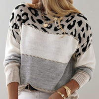 Warmer Damenpullover mit Leopardenmuster - Sienna