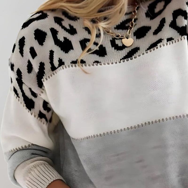 Warmer Damenpullover mit Leopardenmuster - Sienna