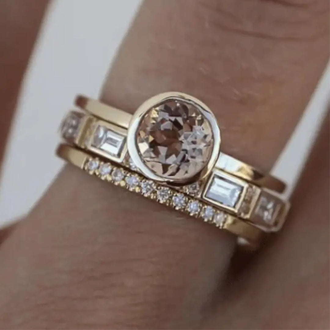 Vintage Goldring mit Kristallen - Eliana