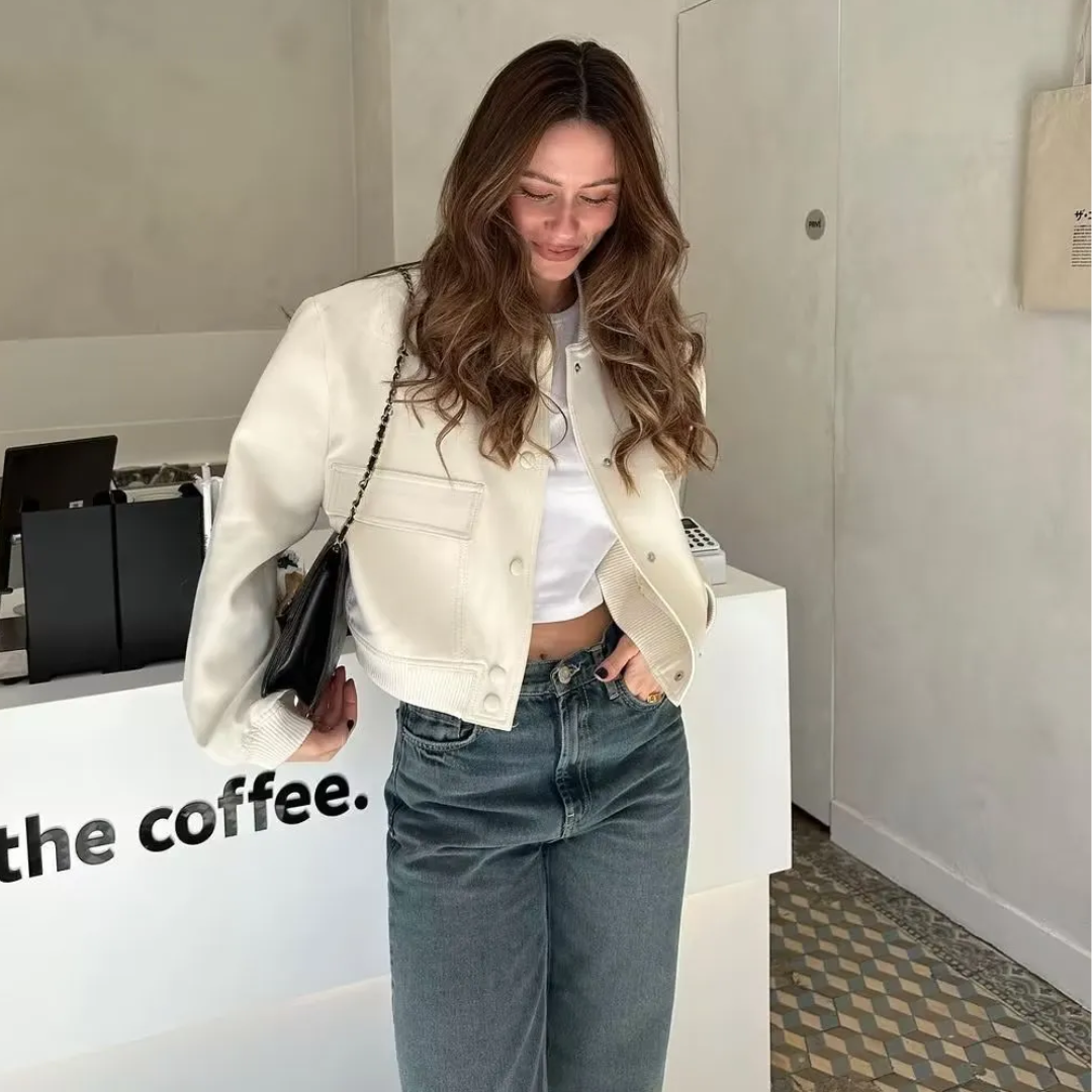 Crystal Cropped Varsity Jacke | Stilvoll & lässig
