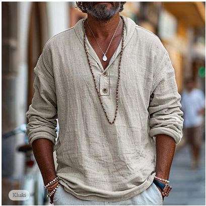 Leichtes Leinen-Henley-Shirt für Herren - Jonas