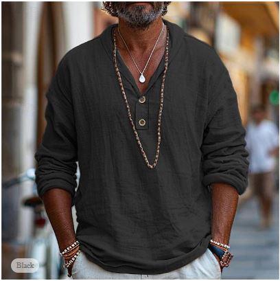 Leichtes Leinen-Henley-Shirt für Herren - Jonas