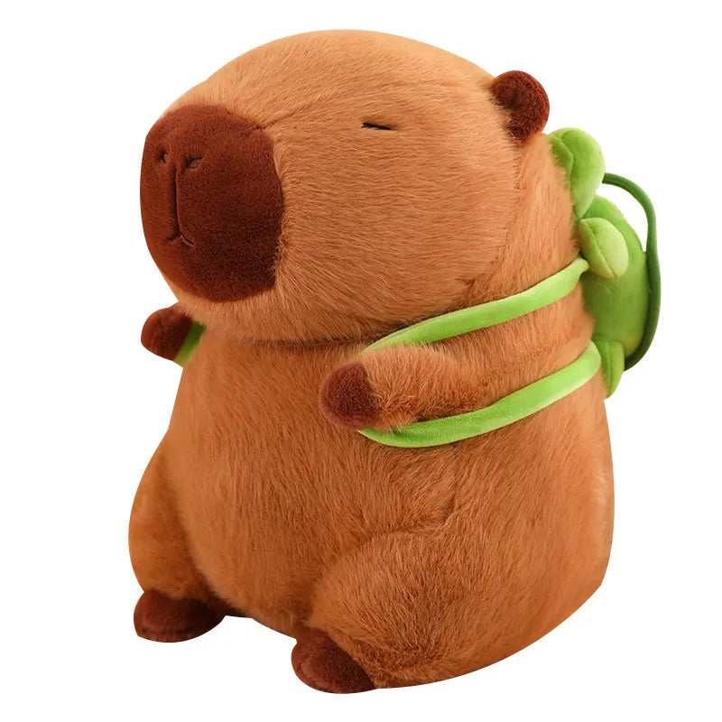 Süßes Capybara-Kuscheltier mit Schildkröten-Rucksack - CapyBuddy