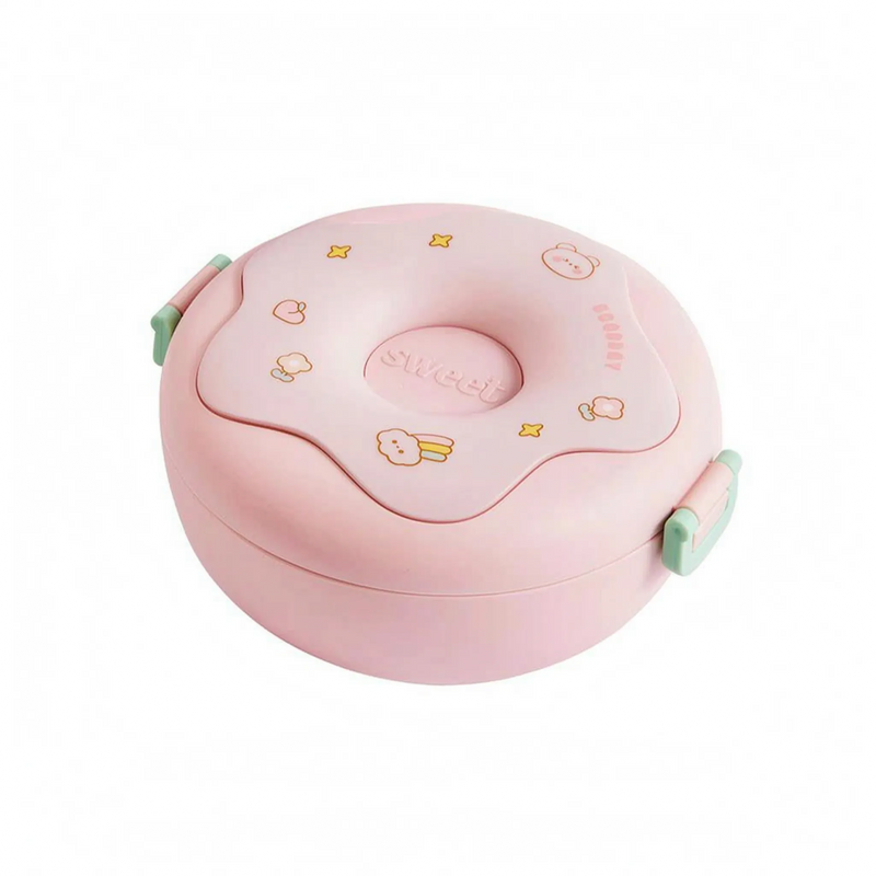 Cartoon Doughnut Shaped Compartment Lunch Box - Snacklet