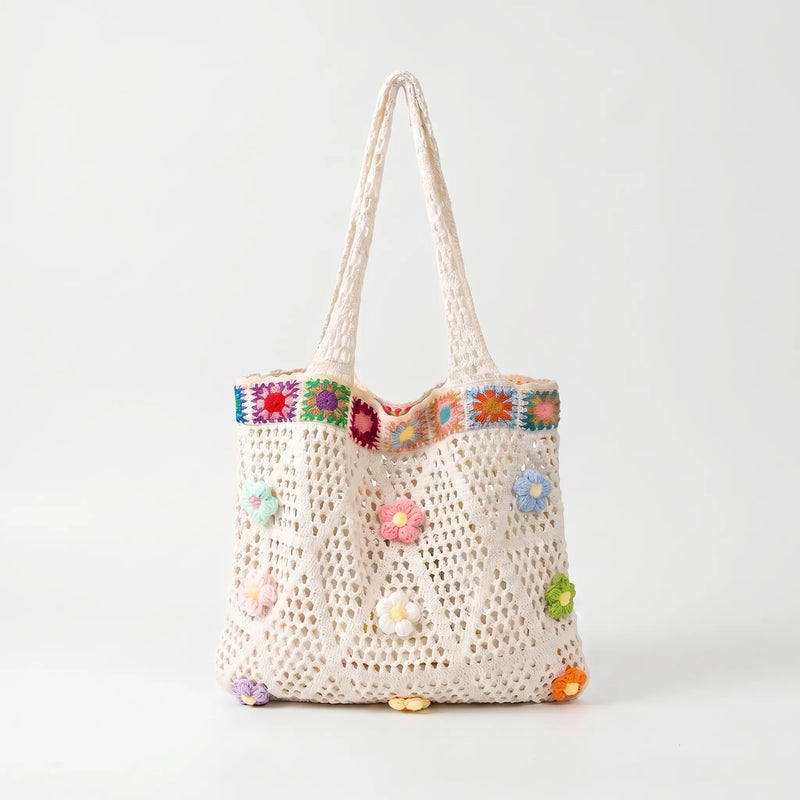 Casual Gehaakte Tas Met Bloemen - Florinta