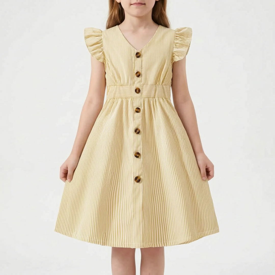 Casual Striped Flutter Sleeve Summer Dress - Aerilys