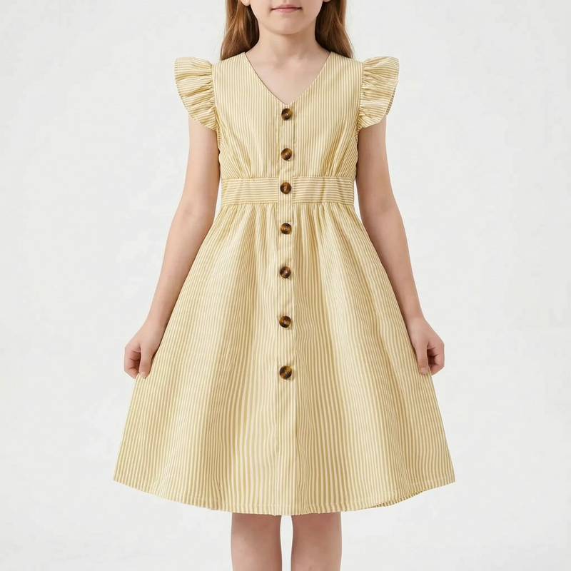 Casual Striped Flutter Sleeve Summer Dress - Aerilys