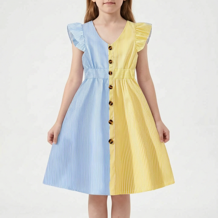 Casual Striped Flutter Sleeve Summer Dress - Aerilys