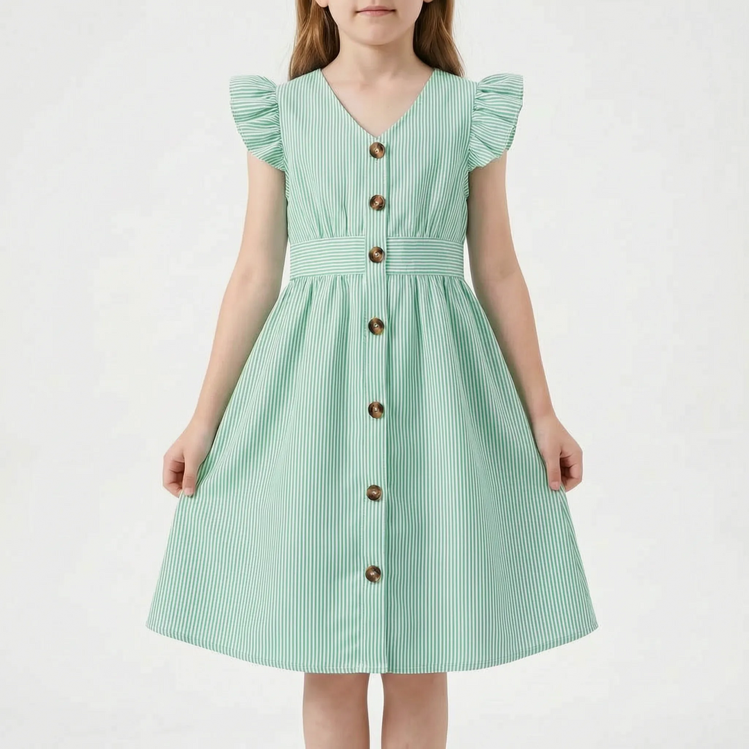 Casual Striped Flutter Sleeve Summer Dress - Aerilys