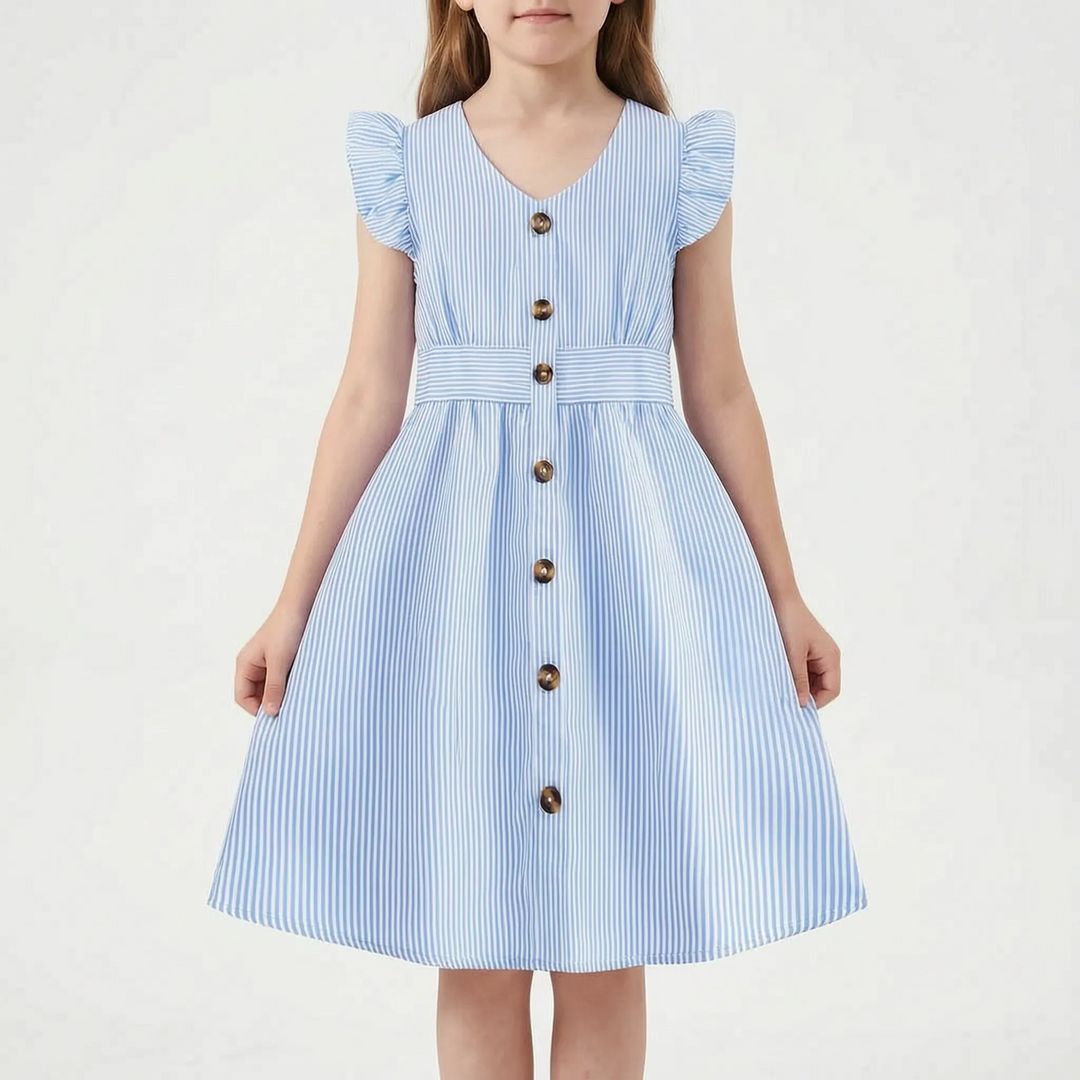 Casual Striped Flutter Sleeve Summer Dress - Aerilys