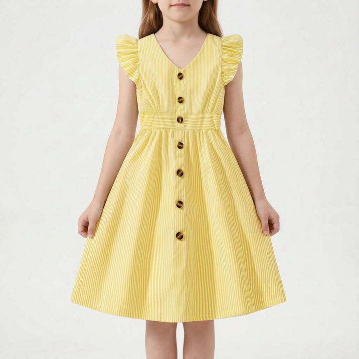 Casual Striped Flutter Sleeve Summer Dress - Aerilys