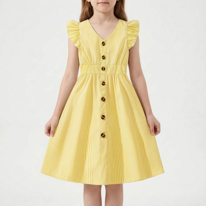 Casual Striped Flutter Sleeve Summer Dress - Aerilys