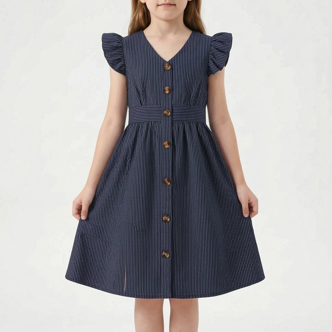 Casual Striped Flutter Sleeve Summer Dress - Aerilys