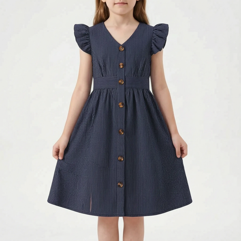 Casual Striped Flutter Sleeve Summer Dress - Aerilys