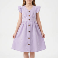 Casual Striped Flutter Sleeve Summer Dress - Aerilys