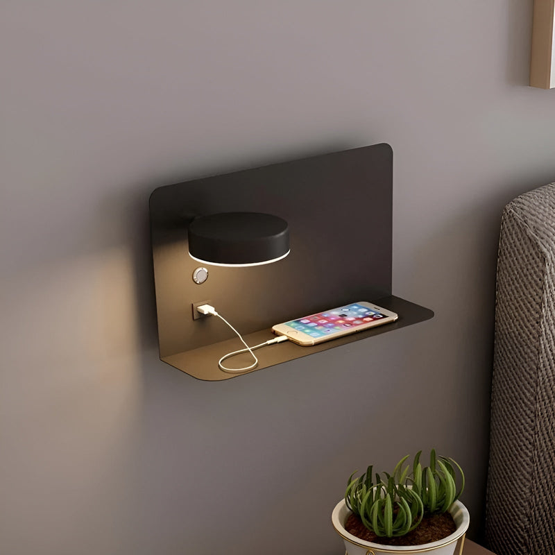 LED-Wandleuchte mit USB-Ladegerät und Schalter - GlowPort