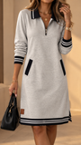 Elegant Polo Dress with Collar and Long Sleeves 1