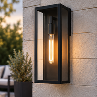 Modern Black Outdoor Wall Lantern with Clear Glass, Dusk to Dawn Sensor 2