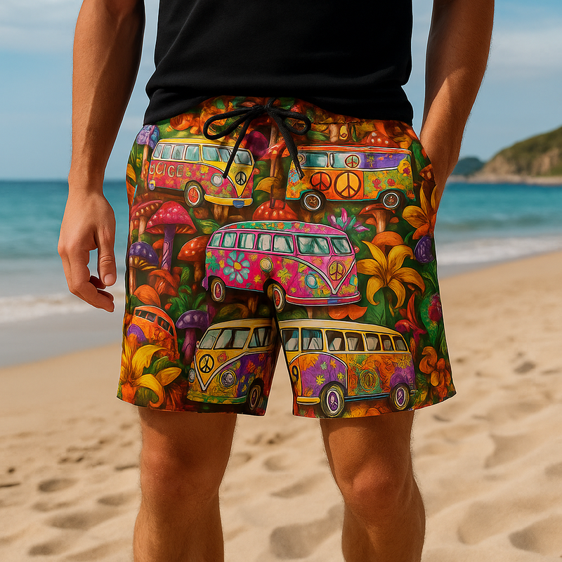 Herren-Badeshorts mit Graffiti-Print – NovaBay
