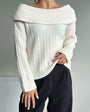Legerer Gestrickter Pullover mit Einer Schulter - LuxeOne