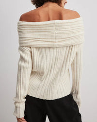 Legerer Gestrickter Pullover mit Einer Schulter - LuxeOne