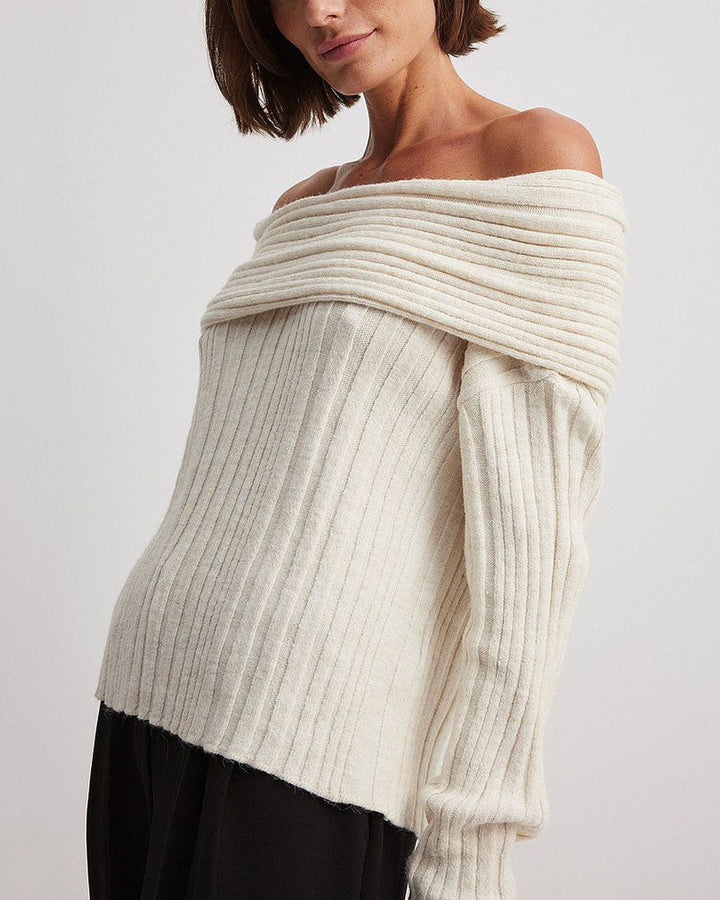 Legerer Gestrickter Pullover mit Einer Schulter - LuxeOne