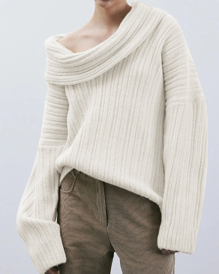 Legerer Gestrickter Pullover mit Einer Schulter - LuxeOne