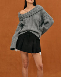 Legerer Gestrickter Pullover mit Einer Schulter - LuxeOne