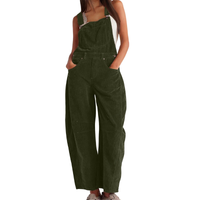 Women's Corduroy Wide-Leg Dungarees - Relaxed Utility Jumpsuit 6