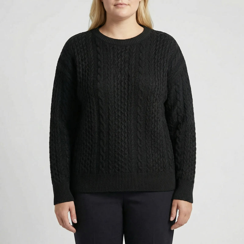 Chunky Cable Knit Pullover Sweater - Allison