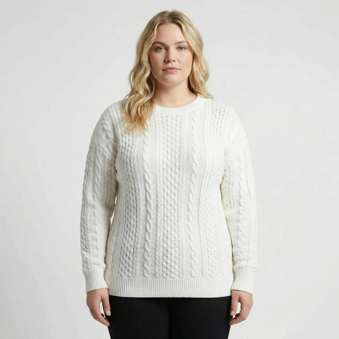 Chunky Cable Knit Pullover Sweater - Allison