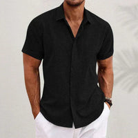 Classic Men's Short Sleeve Button-Up Shirt with Spread Collar 1