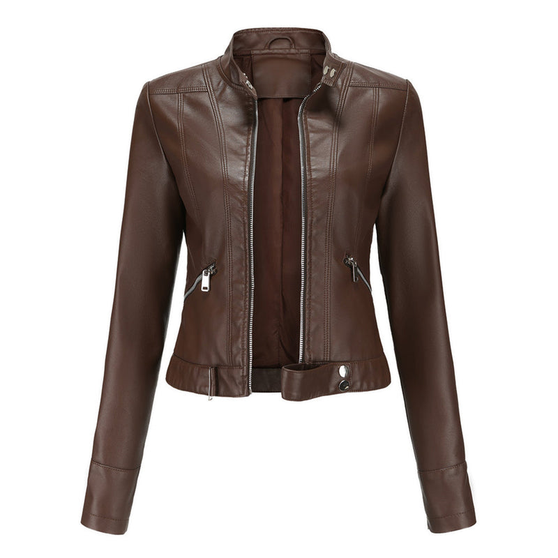 Stijlvolle dames leren jack in klassiek ontwerp - Marlene