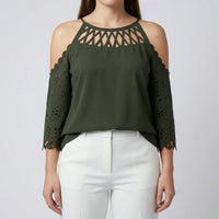 Cold Shoulder Cutout Blouse Plus Size - Kristin