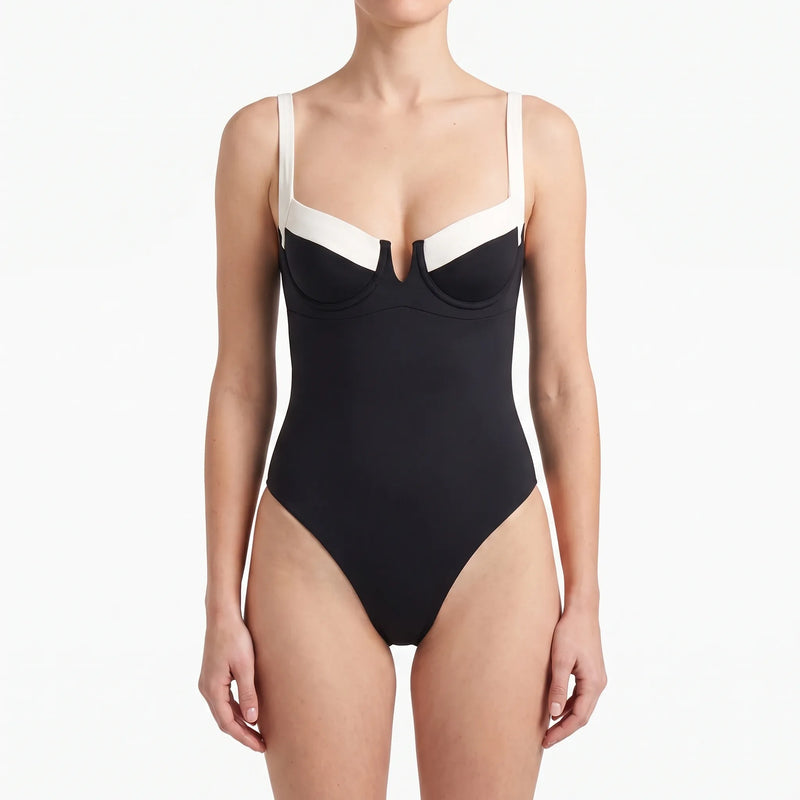 Colour-Block Strapless Beach Bodysuit - Lillian