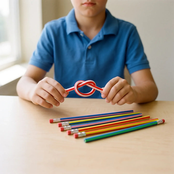 Colourful Striped Novelty Flexible Pencils - Flexiloop