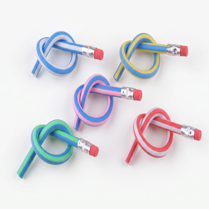 Colourful Striped Novelty Flexible Pencils - Flexiloop
