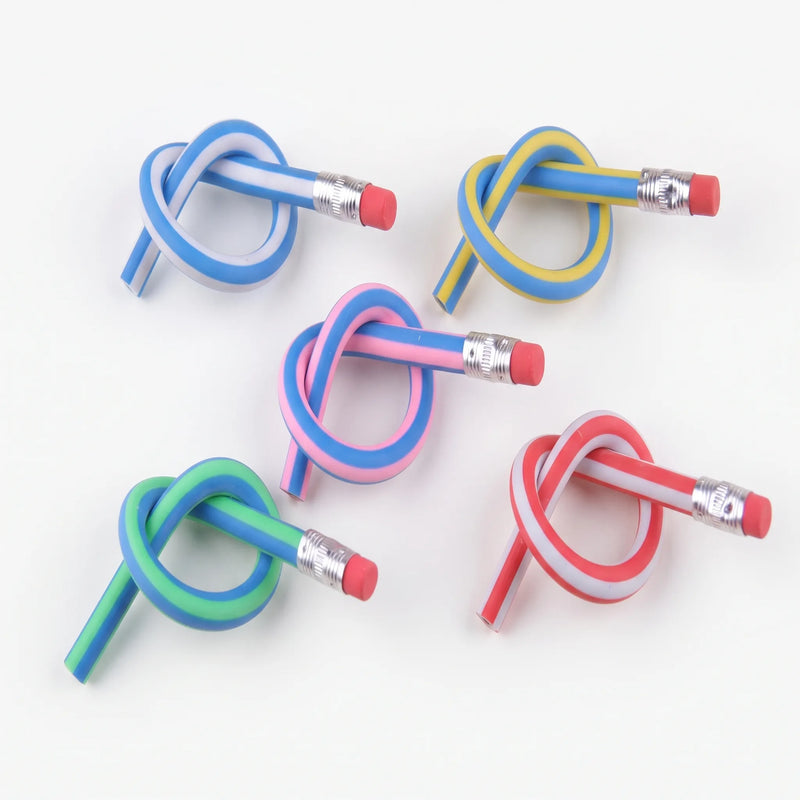 Colourful Striped Novelty Flexible Pencils - Flexiloop