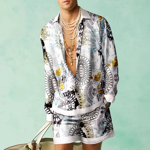 Trendiges Herren-Hawaii-Set mit Seiden-Look - Fabio