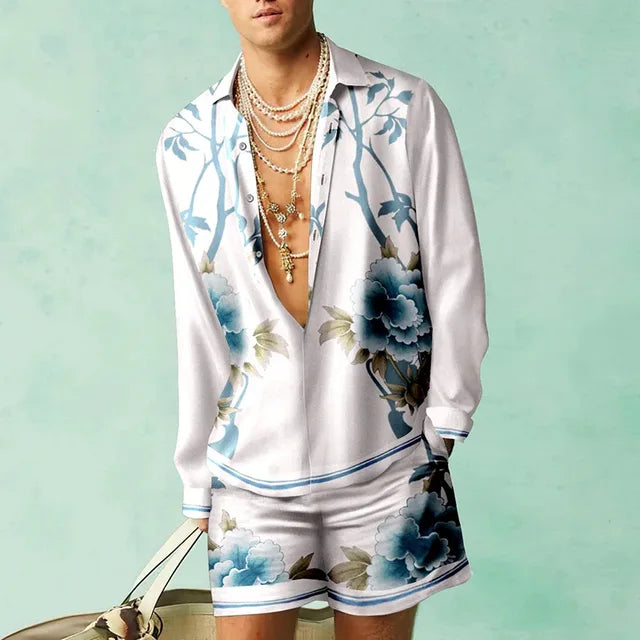 Trendiges Herren-Hawaii-Set mit Seiden-Look - Fabio