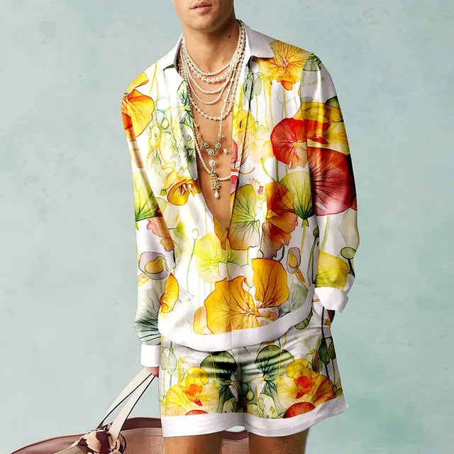 Trendiges Herren-Hawaii-Set mit Seiden-Look - Fabio