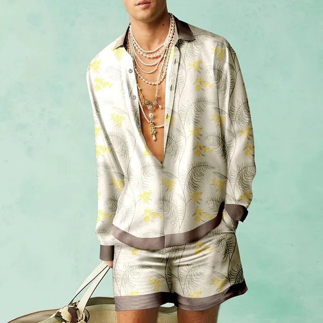 Trendiges Herren-Hawaii-Set mit Seiden-Look - Fabio