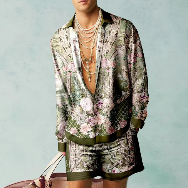 Trendiges Herren-Hawaii-Set mit Seiden-Look - Fabio
