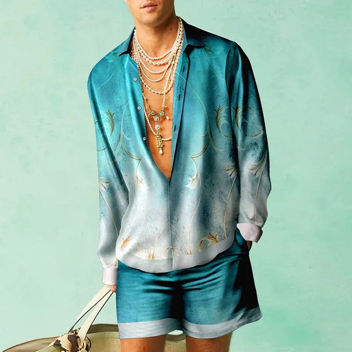 Trendiges Herren-Hawaii-Set mit Seiden-Look - Fabio