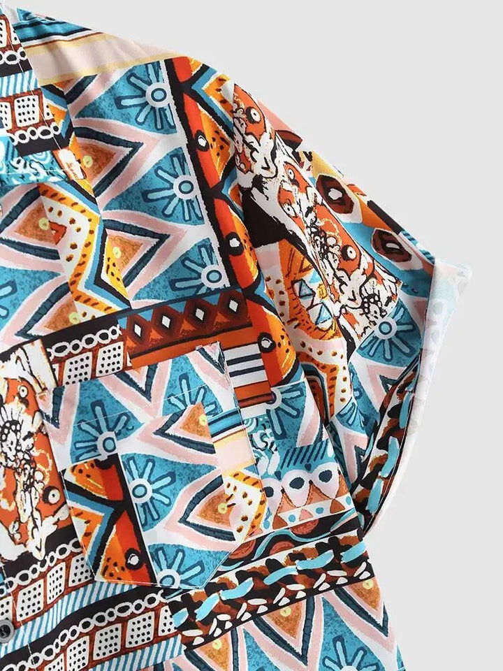 Zomers Dames Shirt met Etnische Print en Borstzak – Nova