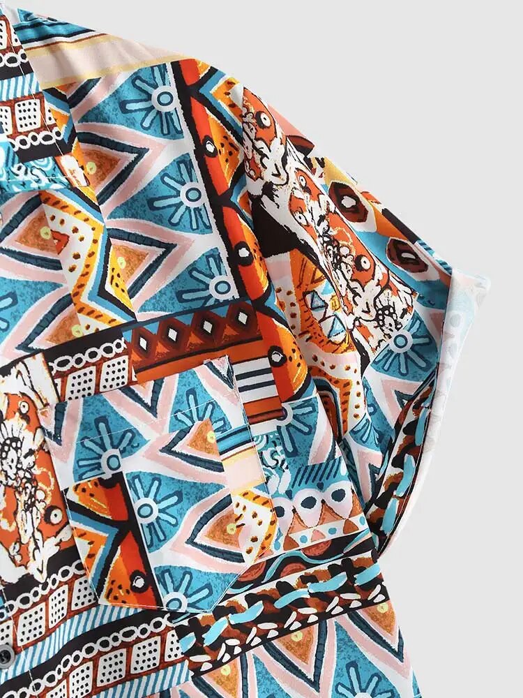 Zomers Dames Shirt met Etnische Print en Borstzak – Nova