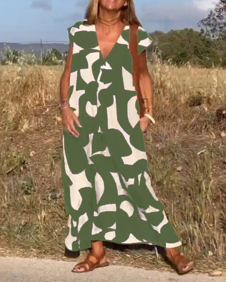 V-Ausschnitt Maxikleid mit Print - Bella