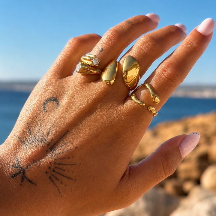 Drift Adjustable Open Ring – Organic Wave Design 3