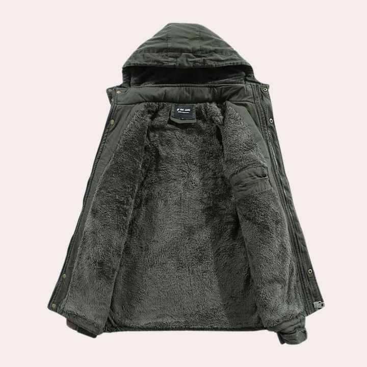 Gefütterte Herren-Winterjacke mit warmer Kapuze - Logan